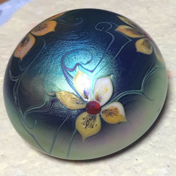 アメリカ　Orient & Flume Art Glass　フラワーベース Orient & Flume Art Glass Paperweight Vase / Calla Lilly Bird